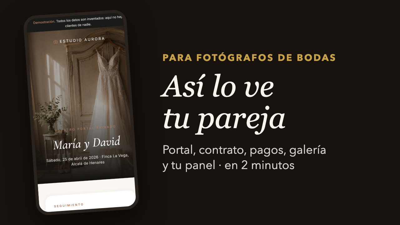 Portada del portal de la pareja en un móvil y el texto «Así lo ve tu pareja»